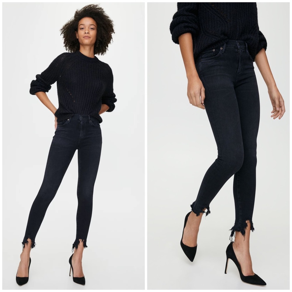 AGOLDE Sophie High Waist Distressed Skinny Jean Black
